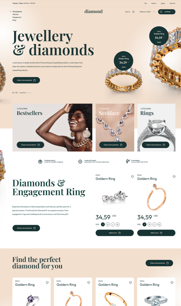 Online diamond selling site | Meet Diamond. A Luxury Theme Built for Selling Jewellery - Image 8